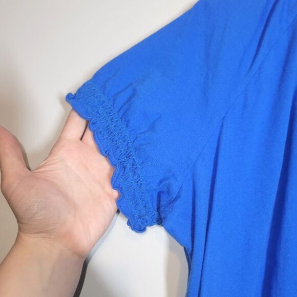 Lauren Ralph Lauren Blue Peasant Top 1X - Picture 7 of 11